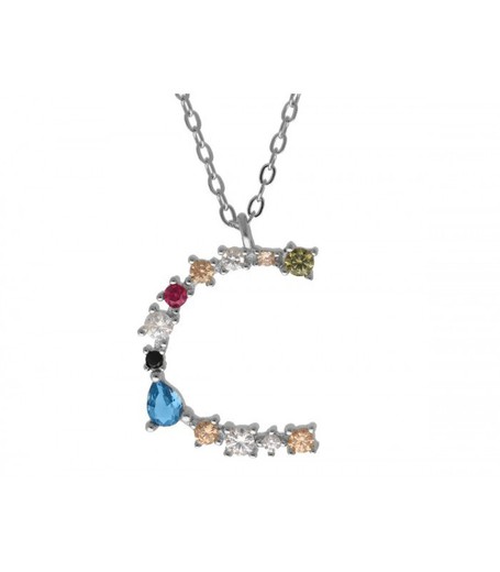 Colgante Plata Liska Mujer LET01CL-C Colgante C Circonitas Multicolor