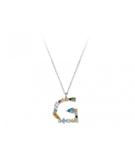 Colgante Plata Liska Mujer LET01CL-G Colgante G Circonitas Multicolor