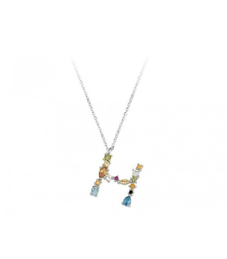 Colgante Plata Liska Mujer LET01CL-H Colgante H Circonitas Multicolor