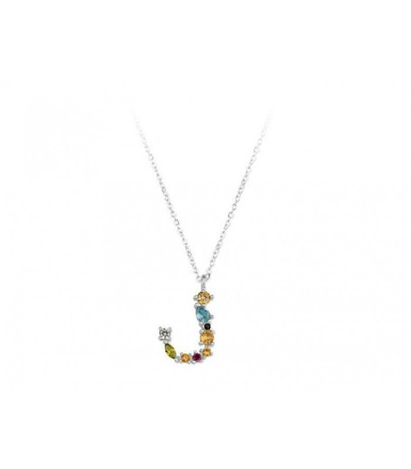 Colgante Plata Liska Mujer LET01CL-J Colgante J Circonitas Multicolor