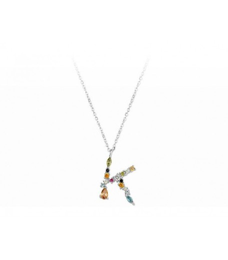 Colgante Plata Liska Mujer LET01CL-K Colgante K Circonitas Multicolor