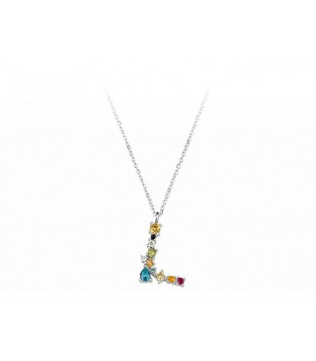 Colgante Plata Liska Mujer LET01CL-L Colgante L Circonitas Multicolor