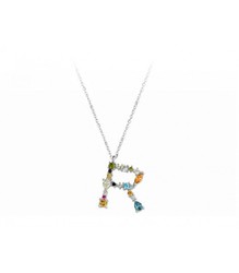 Colgante Plata Liska Mujer LET01CL-R Colgante R Circonitas Multicolor