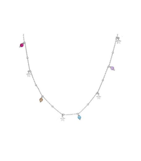 Collar Plata Liska Mujer LSW4324CL Estrellas Circonitas