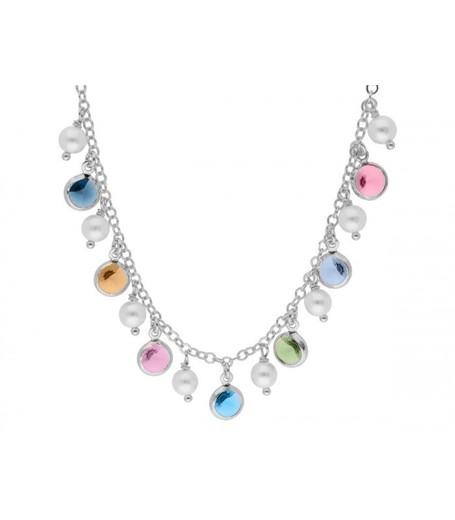 Collar Plata Liska Mujer LSW4395CL Perlas Circonitas Multicolor