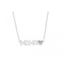 Colgante Plata Liska Mujer MAMA02CL Mamá Corazón Circonitas Multicolor