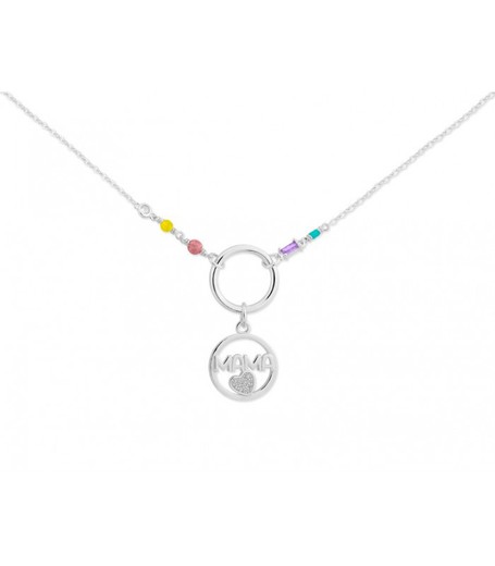 Colgante Plata Liska Mujer MAMA05CL Mamá Circonitas Multicolor