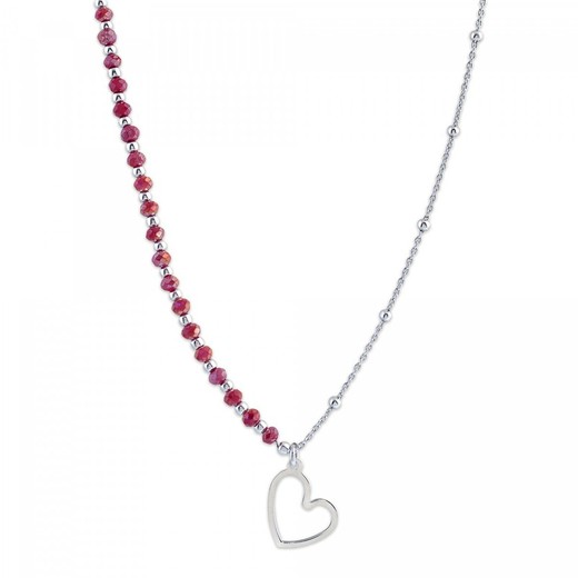 Collar Plata Sovrani 40+5cm AVP122 Corazón Con Circonitas Rojas