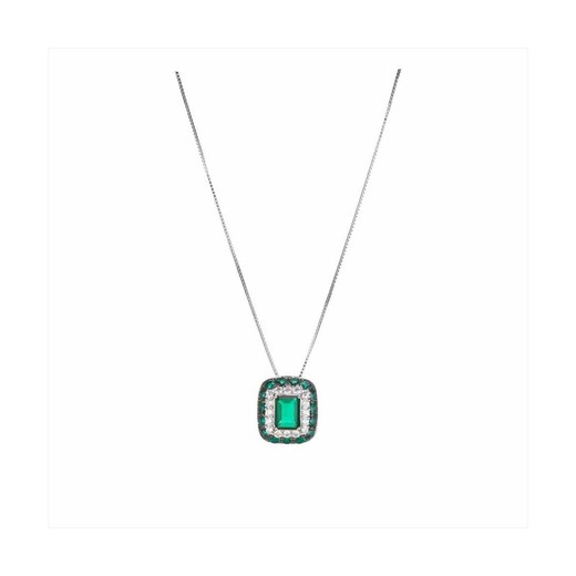 Collar Plata Sovrani 40+5cm J10297 Circonitas Esmeralda Rectangular