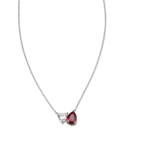 Collar Plata Sovrani 40+5cm J8120 Circonita Blanca Y Fucsia