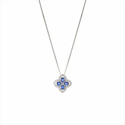 Collar Plata Sovrani 40+5cm J9845 Flor Circonitas Bicolor Azul