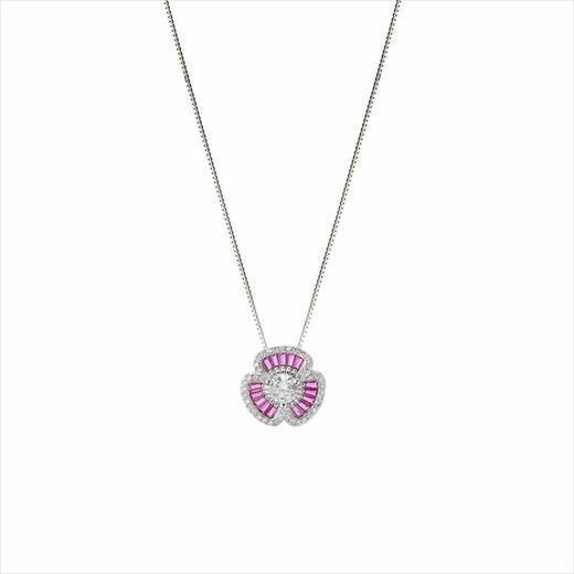 Collar Plata Sovrani 40+5cm J9866 Flor Con Circonitas Bicolor Rosa