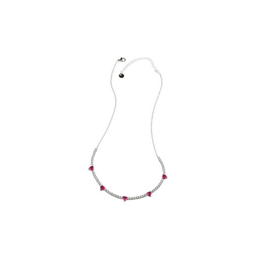 Collar Plata Sovrani 40+6cm J8008 Circonitas Corazones De Rubies