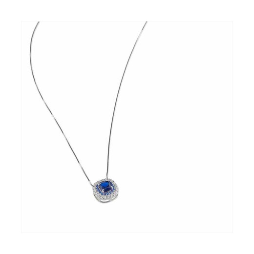 Collar Plata Sovrani 40+6cm J8618 Circonitas Con Cristal Azul