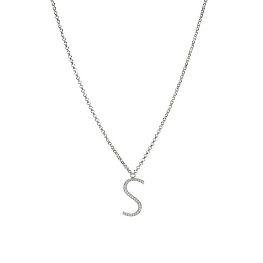 Collar Plata Sovrani 42+3cm J050S Letra S Con Circonitas