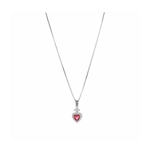 Collar Plata Sovrani 45cm J10248 Circonitas Corazón Rubí