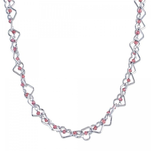 Collar Plata Sovrani AVP140 Corazones Cadena Interior Con Circonitas Rojas