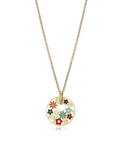 Viceroy Women's Necklace Golden Steel Flowers Multicolor 75290C09019