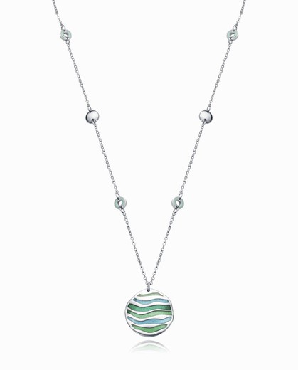 Viceroy Woman Disc Enamel Green Blue Necklace 15135C01013