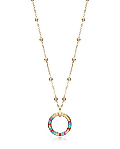 Viceroy Woman Gold Necklace Multicolored Enamel Ring 15133C01019