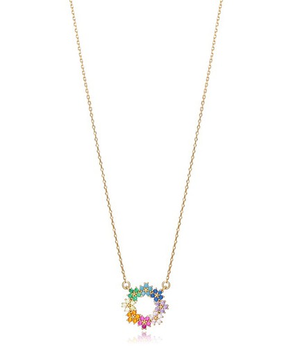Collar Viceroy Mujer Dorado Anillas Flores Circonitas Multicolor 13049C100-39