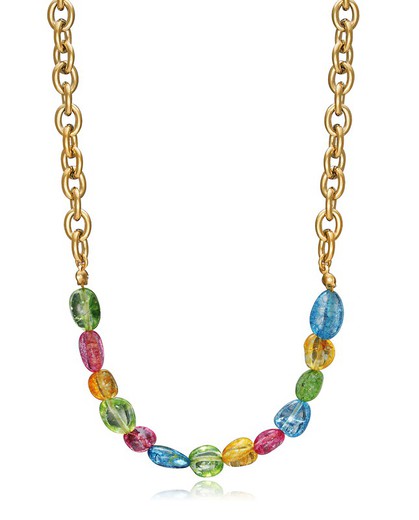 Viceroy Woman Gold Necklace Multicolor Crystal Balls 1391C01019