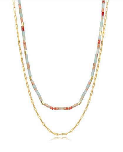Collar Viceroy Mujer Dorado Cadena Piedras Agalmatolite 13041C100-99