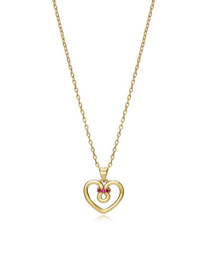 Collar Viceroy Mujer Dorado Corazón Circonitas Rojas 13026C100-06