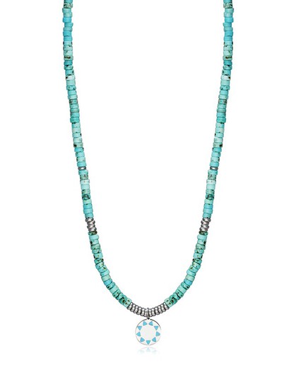 Viceroy Dames Turquoise Disc Blauw Emaille Ketting 1396C01013