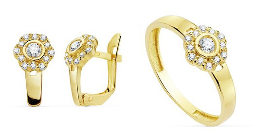 Communion Set 18kts Gold Earrings Rennet and 18kts Gold Ring Rennet 20747