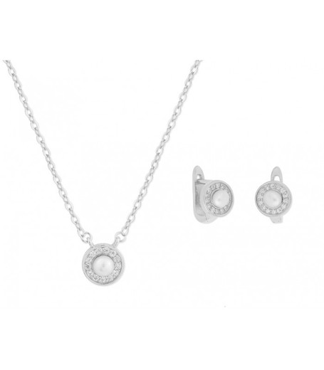 Conjunto Plata Liska Mujer BAM012C Circonitas Perlas