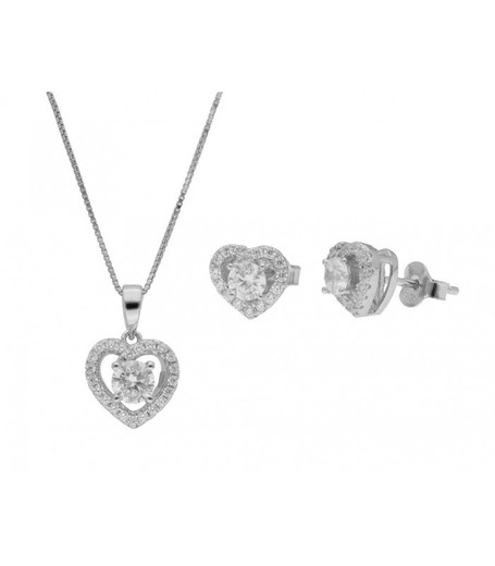 Conjunto Plata Liska Mujer LAD1188C Corazones Liska Crystals