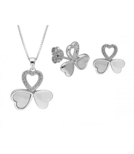 Conjunto Plata Liska Mujer LAD1224C Corazones Circonitas