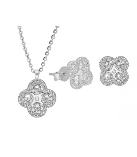 Conjunto Plata Liska Mujer LAD4735C Flores Liska Crystals