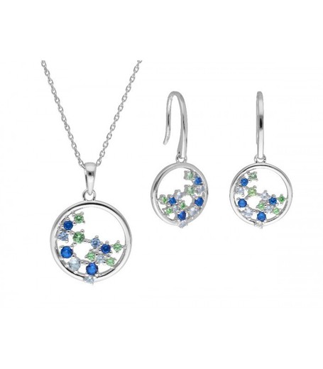 Conjunto Plata Liska Mujer LAD7271C Circonitas Azules Bicolor Verde