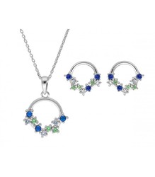 Conjunto Plata Liska Mujer LAD7272C Circonitas Azules Bicolor Verde