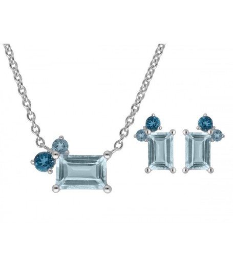 Conjunto Plata Liska Mujer LAD7307C Topacio Azul