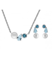 Conjunto Plata Liska Mujer LAD7311C Perlas Topacio Azul