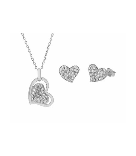 Conjunto Plata Liska Mujer LSW1505C Corazones Circonitas