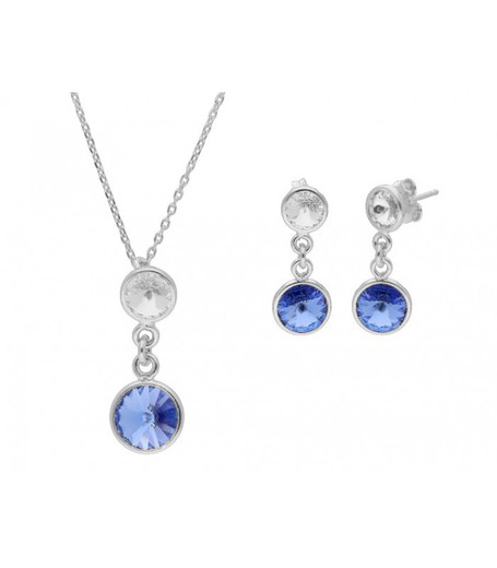 Conjunto Plata Liska Mujer LSW3228C-LS Liska Crystal Azul Bicolor Blanco