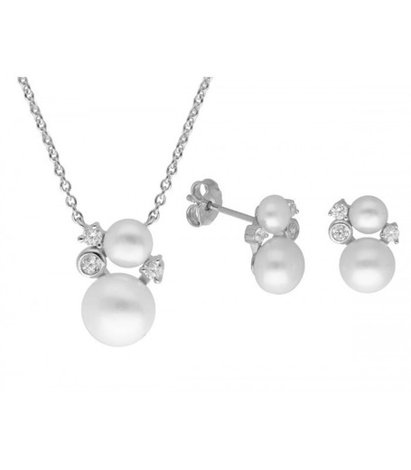 Conjunto Plata Liska Mujer MEP036C Perla Circonitas