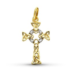 Keltisches Kreuz 9kt Gold Bicolor Silber 18x12mm 9K12967 Zirkonia