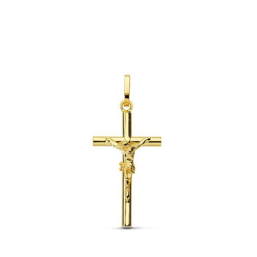 18-karatowy złoty krzyż Chrystusowy 22x12mm, okrągły 16766