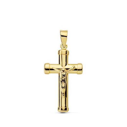 Croce di Cristo in oro 18 kt 24x13 mm ovale 16791
