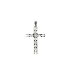 Croce di diamanti in oro bianco 18k 0,12 ct 11x7 0307596