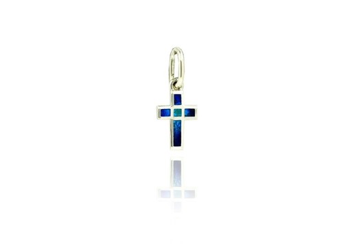 Cruz Plata Arior 1x0,7cm 1110316EPU Mosaico Azul