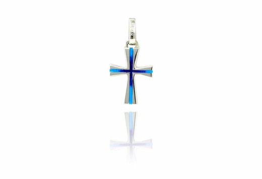 Cruz Plata Bicolor Azul Arior 1,6x1cm 1110034EPU Cruz Pequeńa