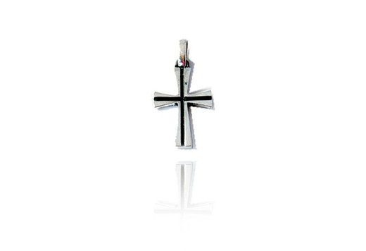 Cruz Plata Bicolor Negra Arior 1,6x1cm 1110034PU Cruz Pequeńa