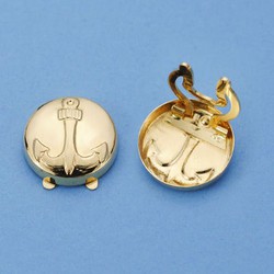 18kt Gold Button Cover Anchor 15mm 4385-6