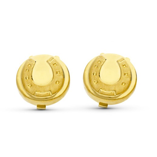 Capa de botão de ferradura redonda de ouro 18kt 4384-6